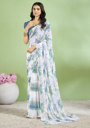 Picture of Classy Chiffon Off White Saree