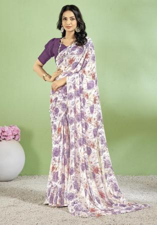 Picture of Well Formed Chiffon Beige Saree