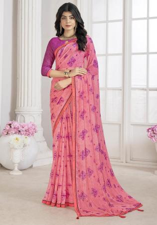 Picture of Good Looking Chiffon Light Pink Saree