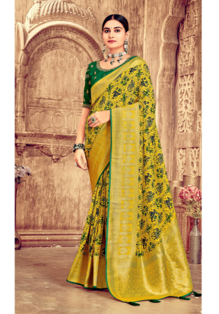 Picture of Marvelous Silk Dark Golden Rod Saree