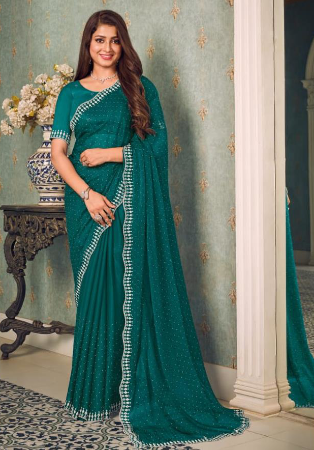 Picture of Sublime Chiffon Teal Saree