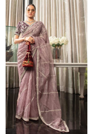 Picture of Alluring Organza Rosy Brown Saree