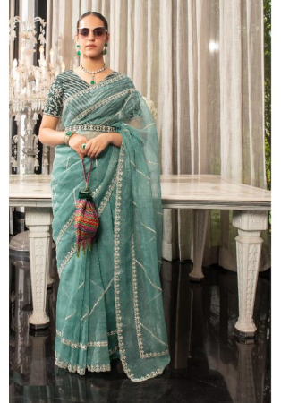 Picture of Beautiful Organza Slate Grey Saree