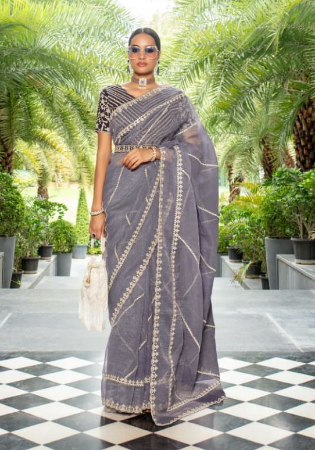 Picture of Sublime Organza Light Slate Grey Saree