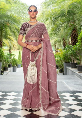 Picture of Ideal Organza Rosy Brown Saree