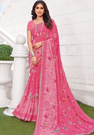 Picture of Nice Georgette Pale Violet Red Saree