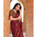 Picture of Sightly Georgette Saddle Brown Saree