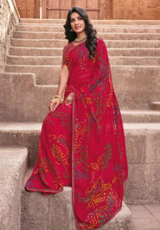 Picture of Appealing Georgette Crimson Saree