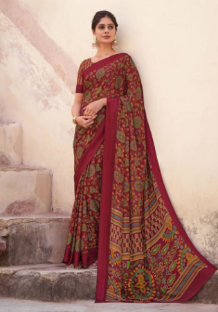 Picture of Fascinating Crepe & Satin Brown Saree