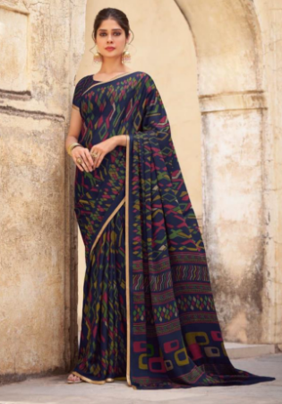 Picture of Wonderful Crepe & Satin Slate Grey Saree