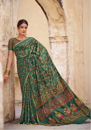 Picture of Marvelous Crepe & Satin Dark Slate Grey Saree