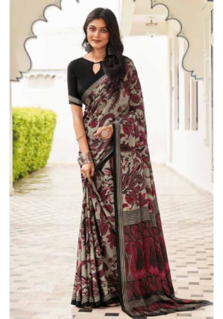 Picture of Shapely Crepe Grey Saree