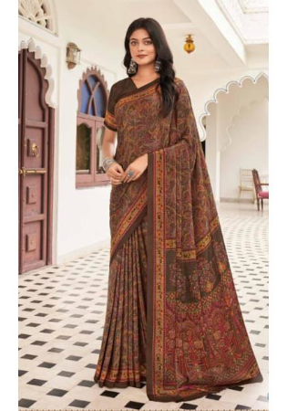 Picture of Splendid Crepe Dark Olive Green Saree