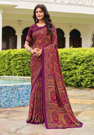 Picture of Fascinating Crepe Maroon Saree