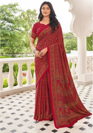 Picture of Alluring Crepe Brown Saree