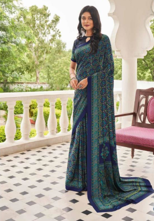 Picture of Splendid Crepe Dark Slate Grey Saree