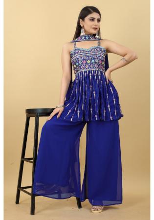 Picture of Georgette Midnight Blue Readymade Salwar Kameez