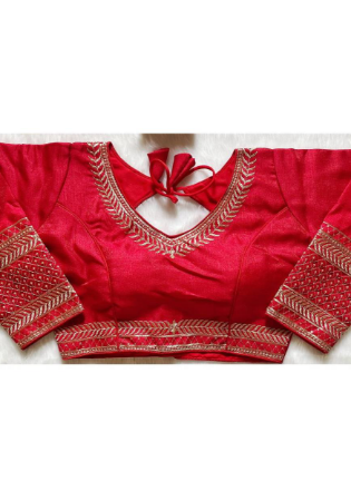 Picture of Superb Silk Crimson Designer Blouse