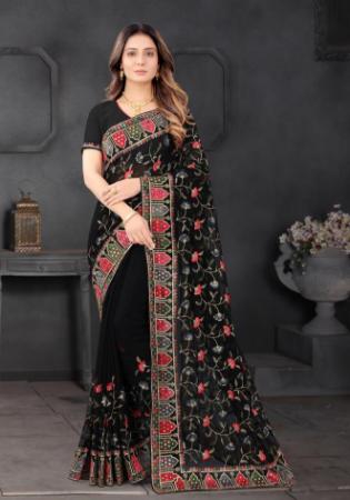 Picture of Alluring Georgette Black Saree