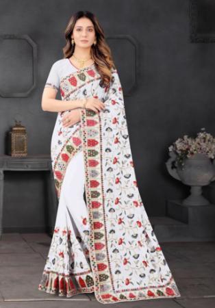 Picture of Gorgeous Georgette Light Steel Blue Saree