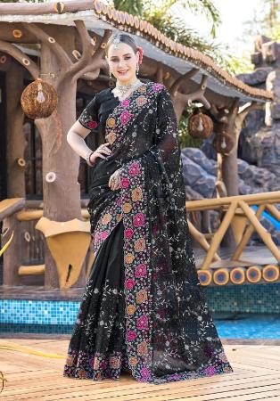 Picture of Gorgeous Silk Black Saree