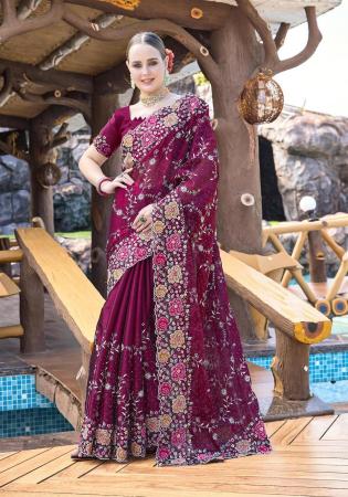 Picture of Magnificent Silk Saddle Brown Saree