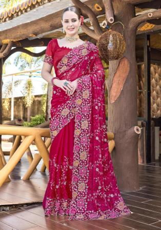 Picture of Nice Silk Dark Red Saree