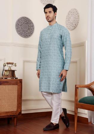 Picture of Beautiful Chiffon Light Steel Blue Kurtas