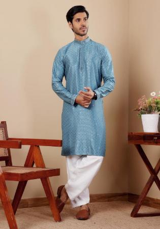 Picture of Splendid Chiffon Cadet Blue Kurtas