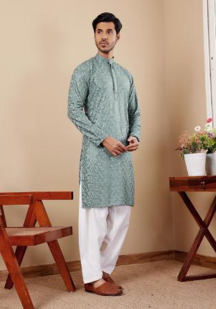 Picture of Ravishing Georgette Light Slate Grey Kurtas