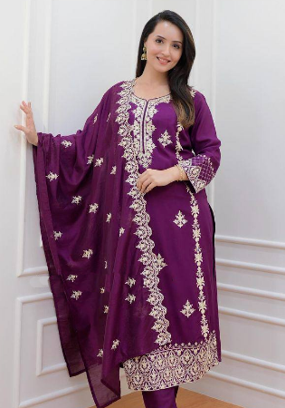 Picture of Alluring Rayon Purple Readymade Salwar Kameez