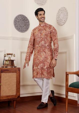 Picture of Exquisite Silk Tan Kurtas