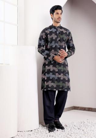 Picture of Excellent Linen Black Kurtas