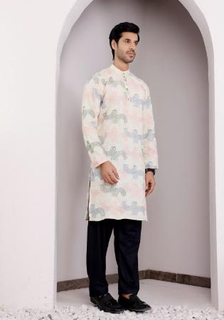 Picture of Resplendent Linen Thistle Kurtas