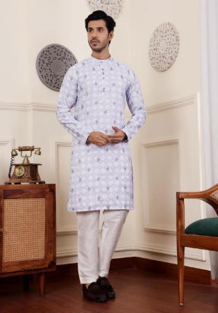 Picture of Fascinating Linen Light Steel Blue Kurtas