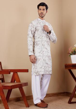 Picture of Well Formed Linen Silver Kurtas