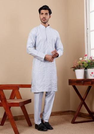 Picture of Superb Silk Light Steel Blue Kurtas