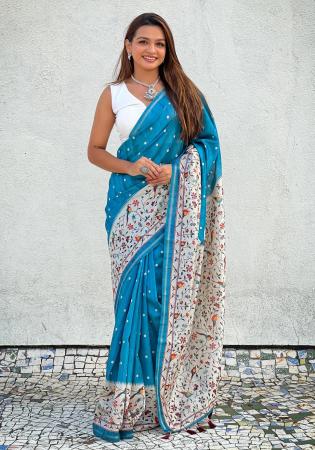 Picture of Wonderful Silk Dark Cyan Saree