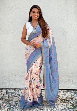 Picture of Excellent Silk Light Slate Grey Saree