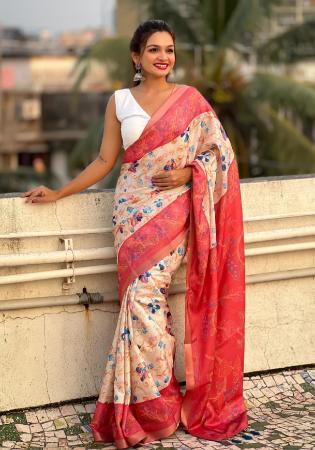 Picture of Ravishing Silk Indian Red Saree