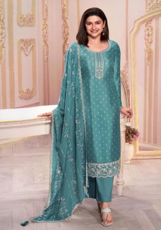 Picture of Superb Silk Cadet Blue Straight Cut Salwar Kameez