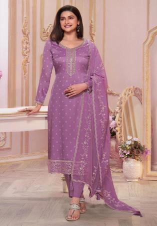 Picture of Wonderful Silk Rosy Brown Straight Cut Salwar Kameez