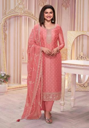 Picture of Silk Pale Violet Red Straight Cut Salwar Kameez