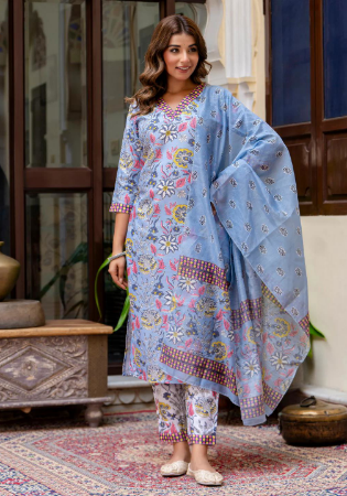 Picture of Cotton Light Slate Grey Readymade Salwar Kameez