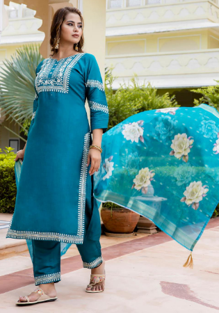 Picture of Resplendent Rayon Teal Readymade Salwar Kameez