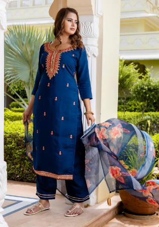 Picture of Elegant Rayon Teal Readymade Salwar Kameez