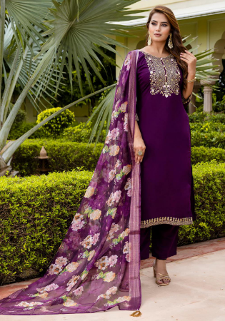 Picture of Marvelous Rayon Purple Readymade Salwar Kameez