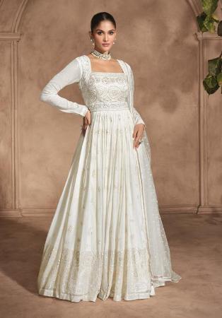 Picture of Chiffon & Georgette Off White Lehenga Choli