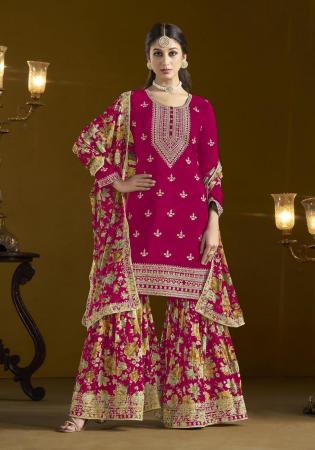 Picture of Chiffon Light Pink Straight Cut Salwar Kameez