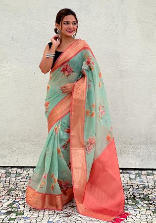 Picture of Lovely Chiffon Cadet Blue Saree